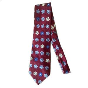 Vintage Exchange Unlimited 100% Silk Tie Red & Blue Tropical Floral Mens Necktie